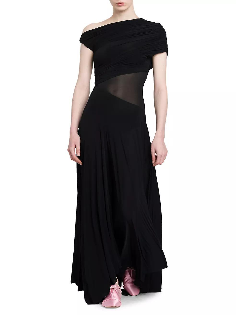 Asymmetric Sheer-Inset Gown Product Image