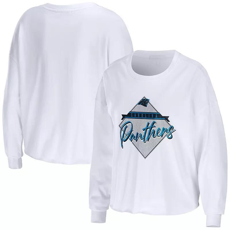 Womens WEAR by Erin Andrews Carolina Panthers Domestic Cropped Long Sleeve T-Shirt Product Image