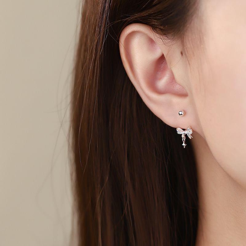 S925 Sterling Silver Bow Stud Earring Product Image