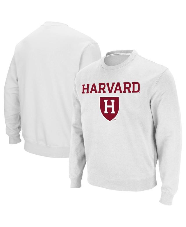 Mens Colosseum White Harvard Crimson Team Arch & Logo Tackle Twill Pullover Sweatshirt Product Image