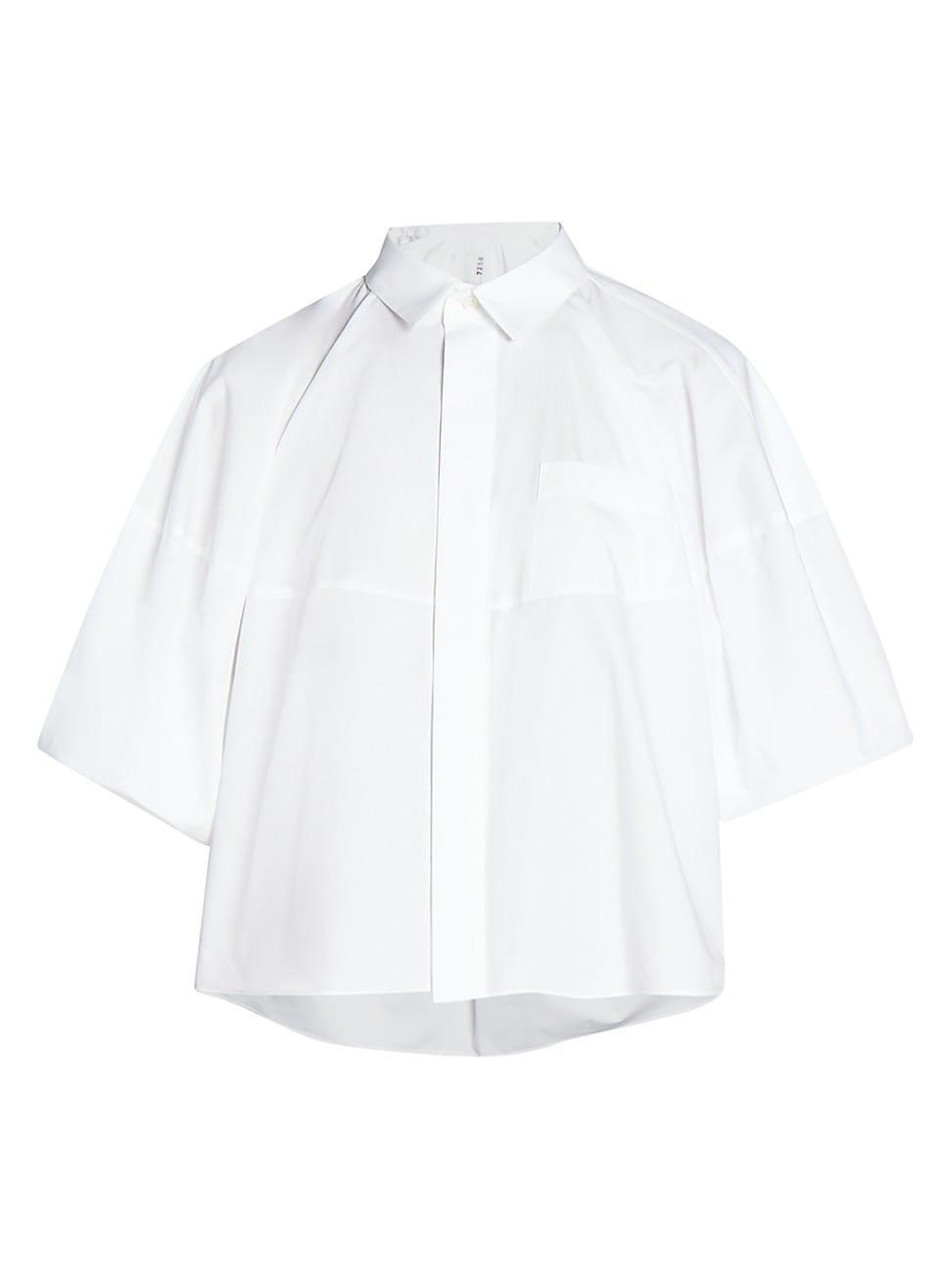 Womens Puff-Sleeve Cotton Crop Shirt product image