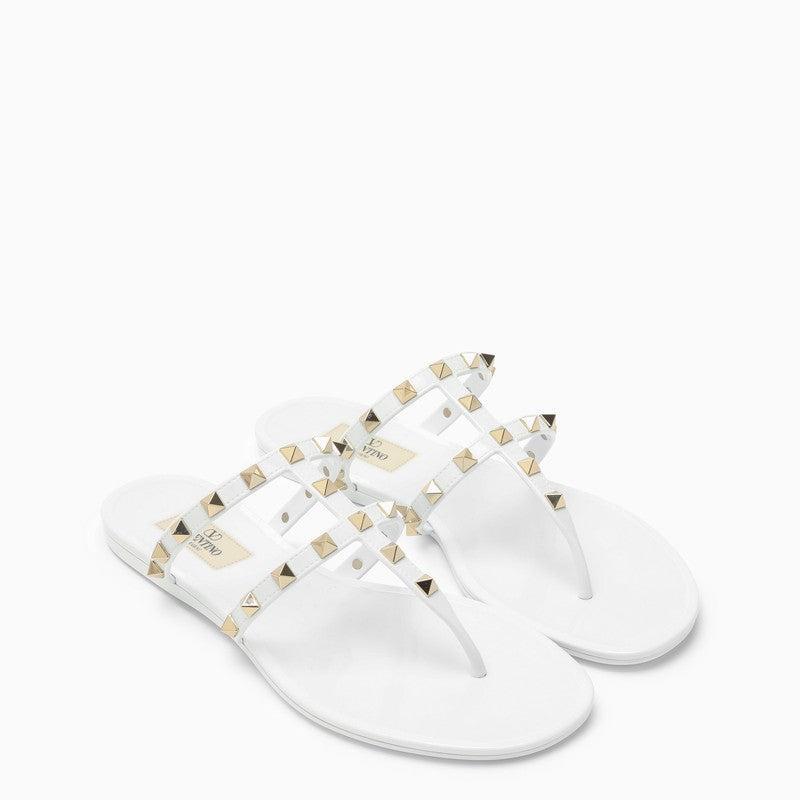 VALENTINO GARAVANI White Rockstud Low Sandal Product Image