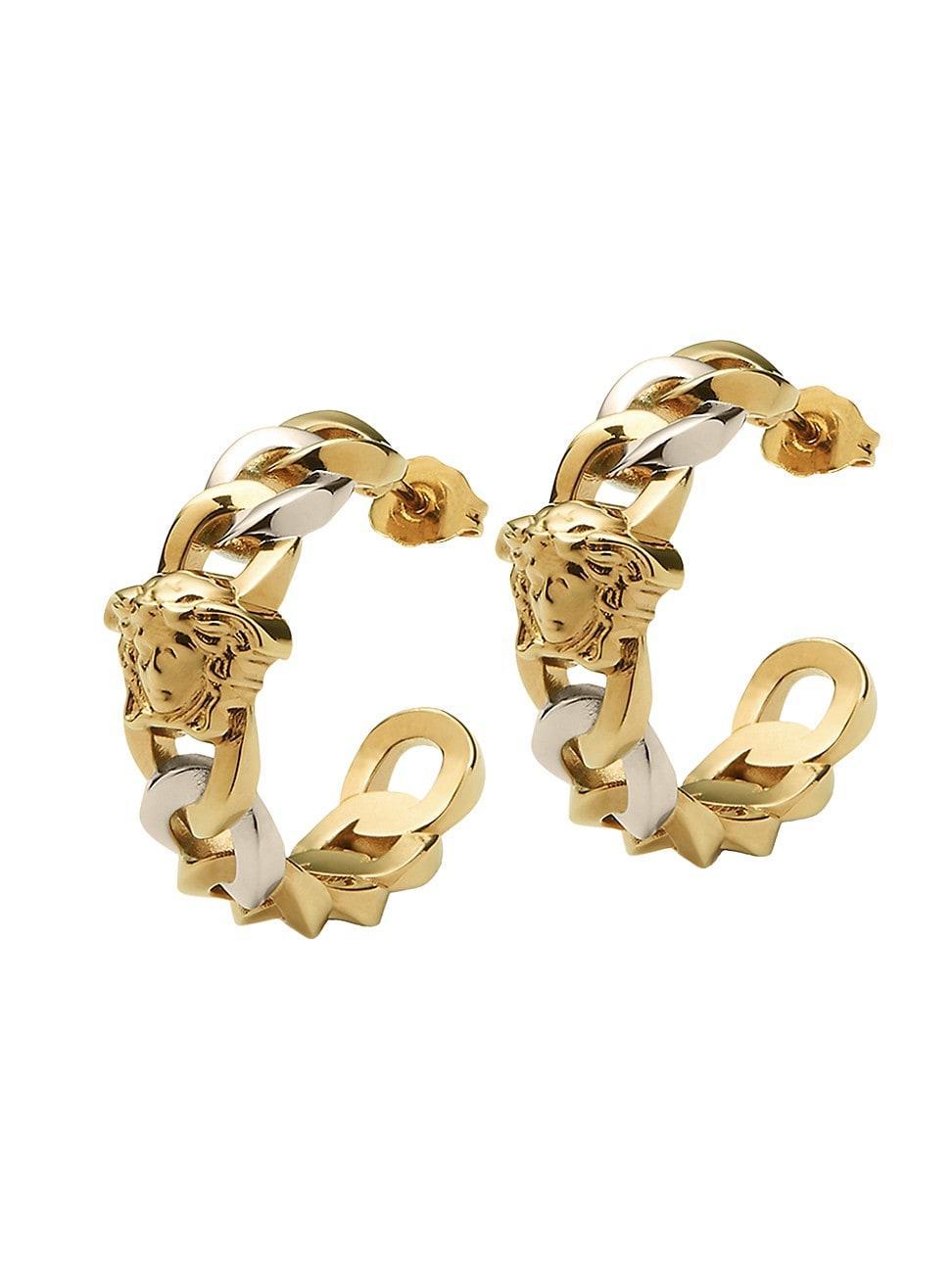 Womens Two-Tone Chunky Chain Hoop Earrings Product Image