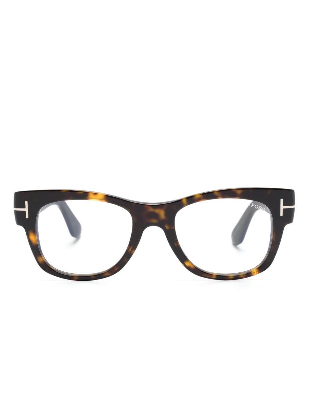 Ft5040b Tortoiseshell Square-frame Glasses In Brown Product Image