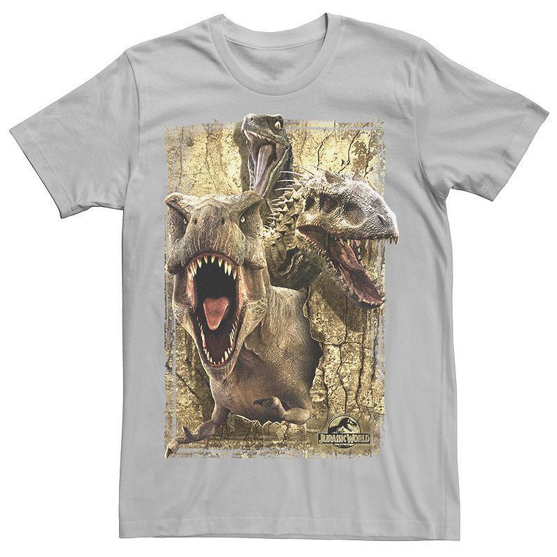 Mens Jurassic World Killer Dinosaur Collage Tee Grey Product Image