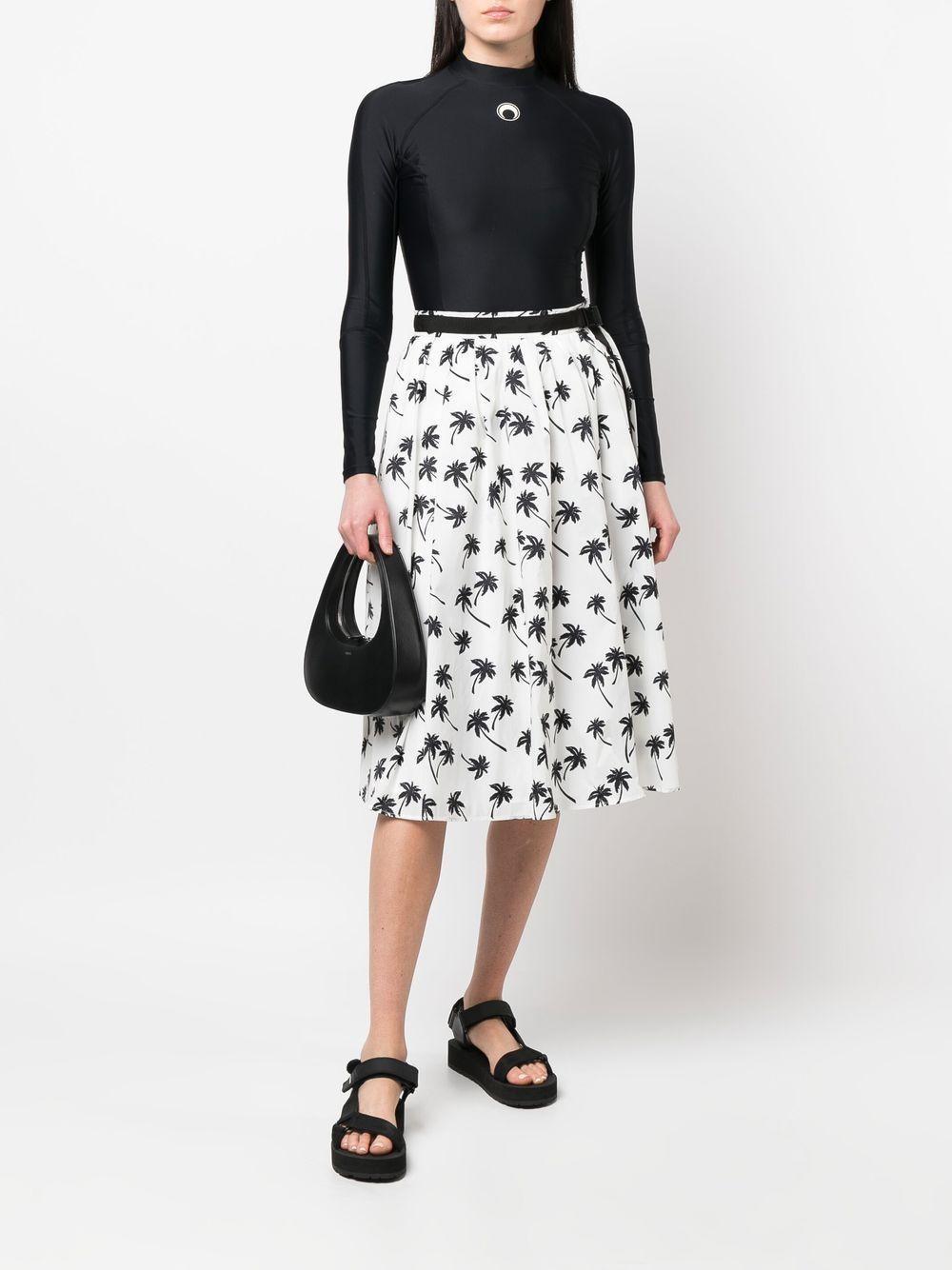 MONCLER Belted Pleated Printed Shell Skirt In Beige Product Image