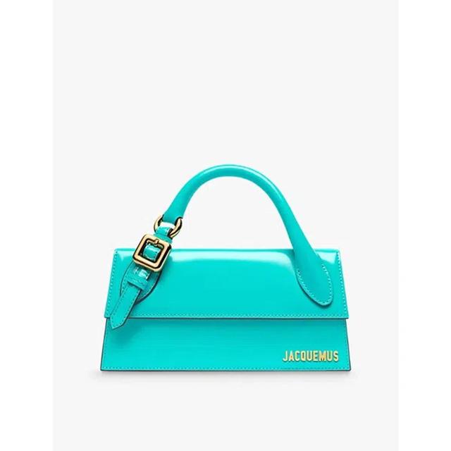 JACQUEMUS Turquoise Le Chiquito Long Boucle Leather Top-handle Bag In Blue Product Image