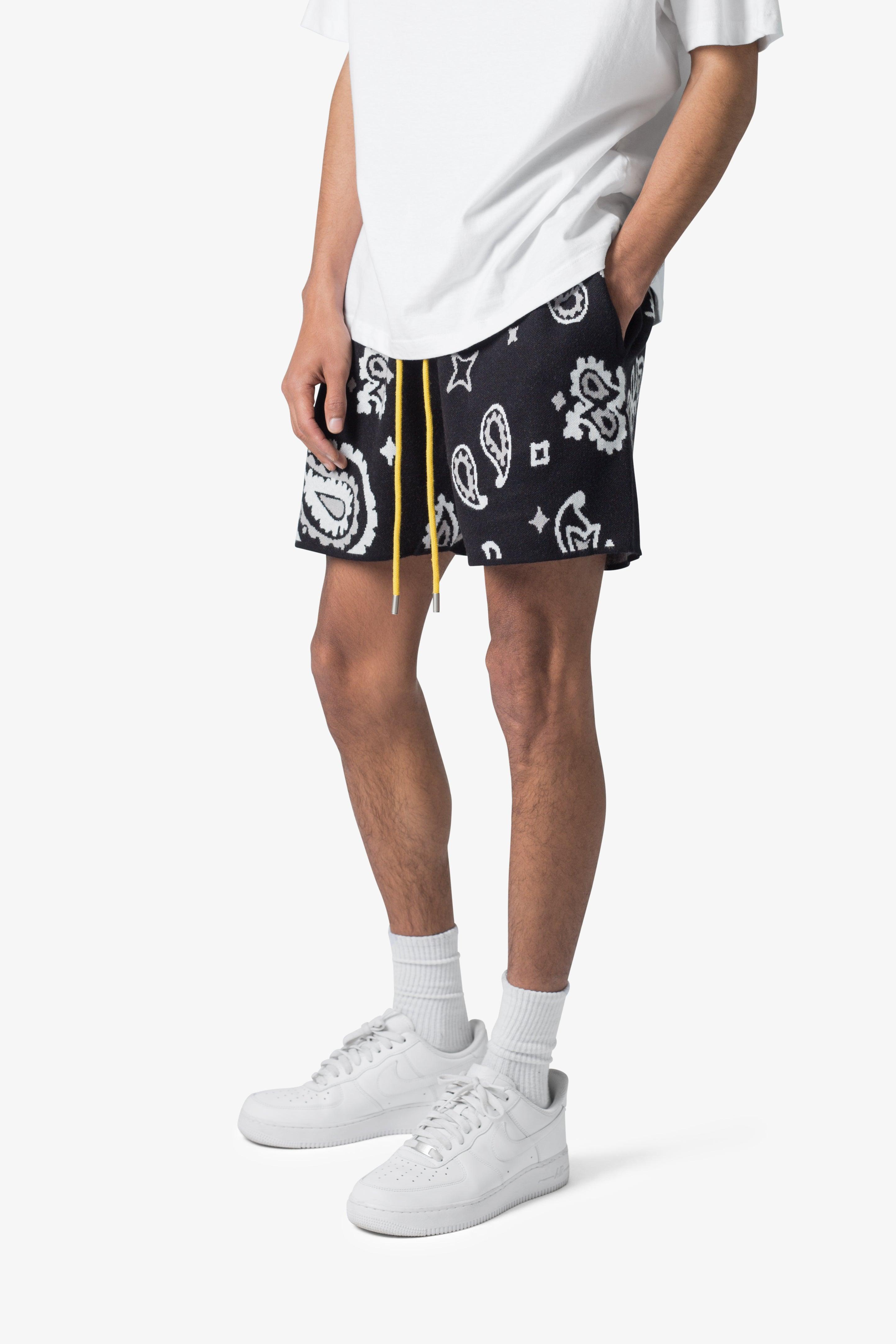 Paisley Knit Shorts - Black Product Image