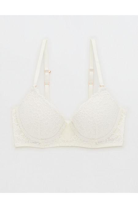 Show Off Eyelash Lace Plunge Push Up Bra Women's Product Image