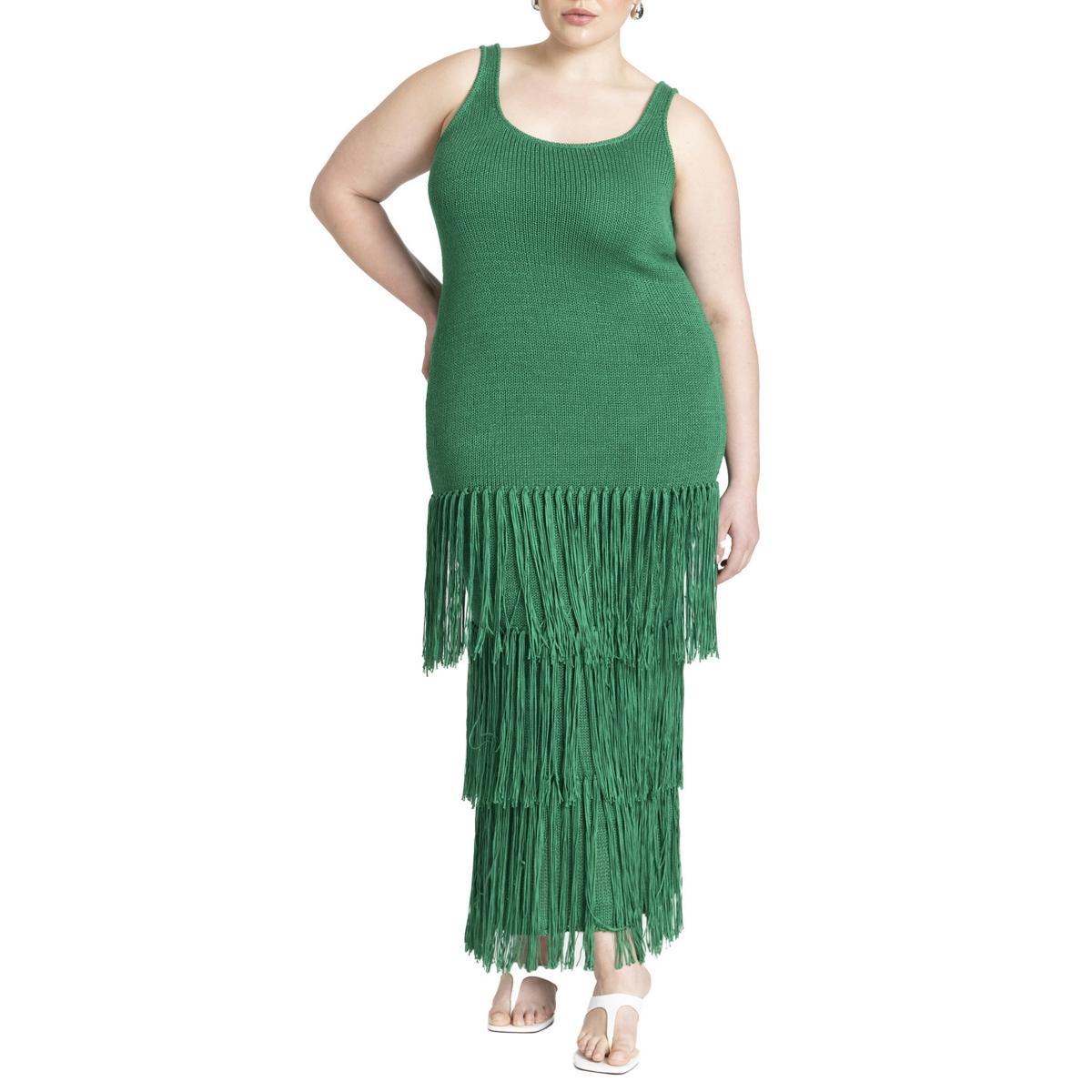 Eloquii Womens Fringe Sweater Dress Product Image