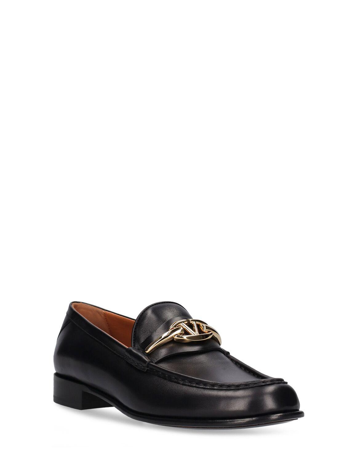 VALENTINO GARAVANI Gate Vlogo Leather Loafers In Nero Product Image