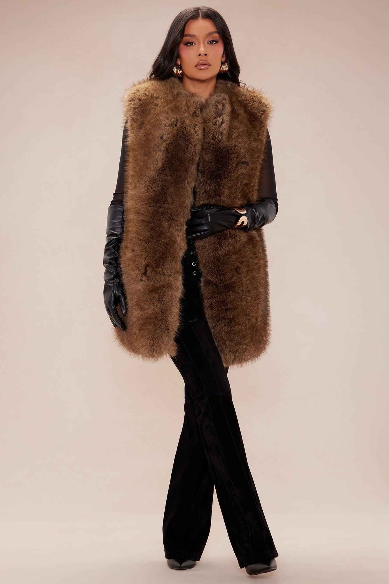 Denver Fur Vest - Mocha Product Image