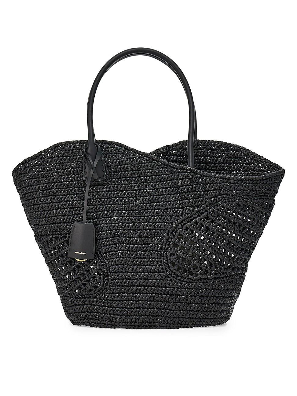 Womens Large Cut-Out Raffia Tote Bag product image