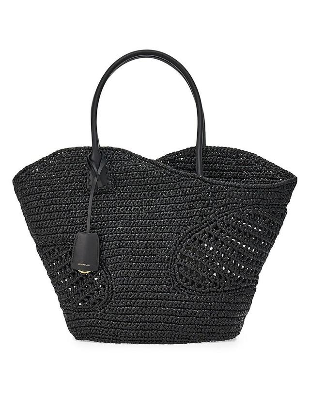 Womens Large Cut-Out Raffia Tote Bag Product Image