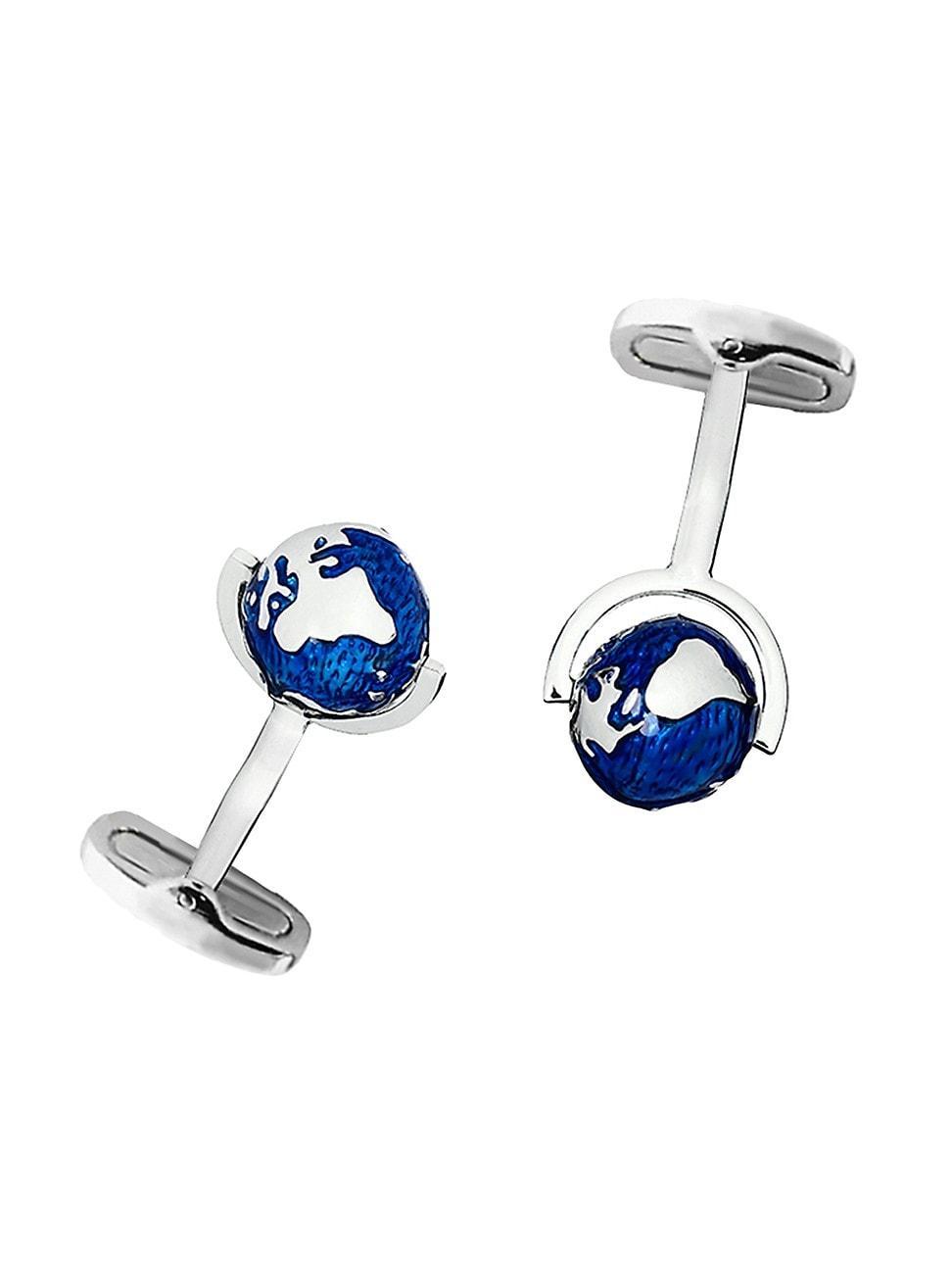 Men's Enamel Spinning Globe Cufflinks Product Image