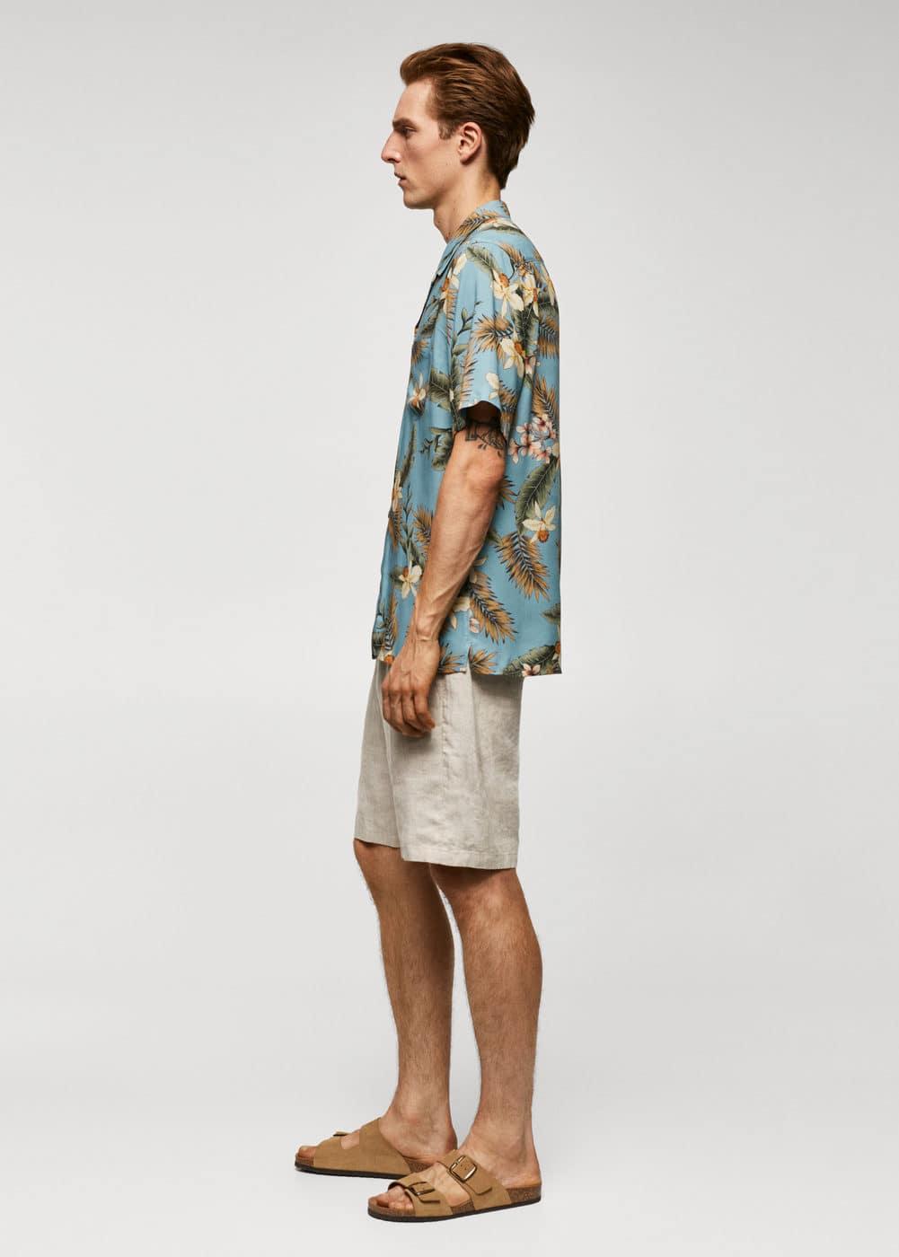 MANGO MAN - Regular-fit Hawaiian print shirt sky blue - XL - Men Product Image