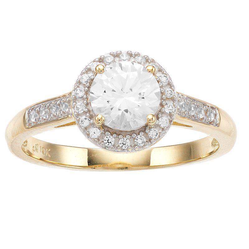 10k Gold Lab-Created White Sapphire Halo Ring, Womens Product Image