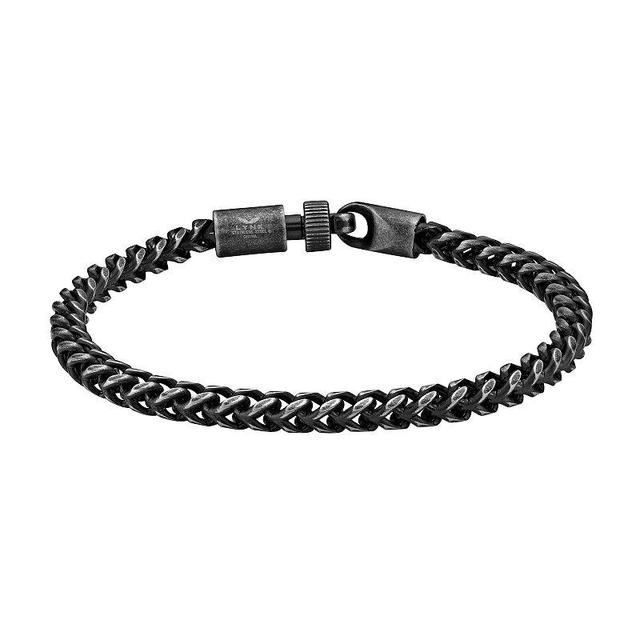 LYNX Mens Antiqued Stainless Steel Foxtail Chain Bracelet Grey Product Image