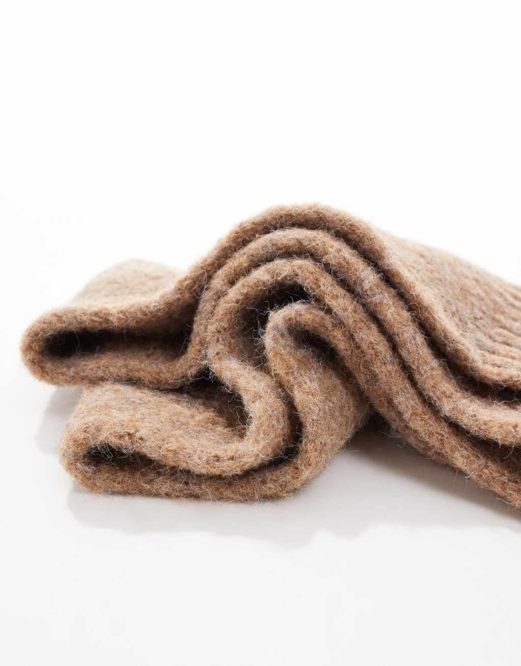 ASOS DESIGN knit scarf in wool mix in camel Product Image