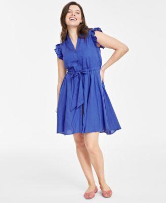 Ruffled-Sleeve Tie-Waist Minidress, Created for Macy's Product Image