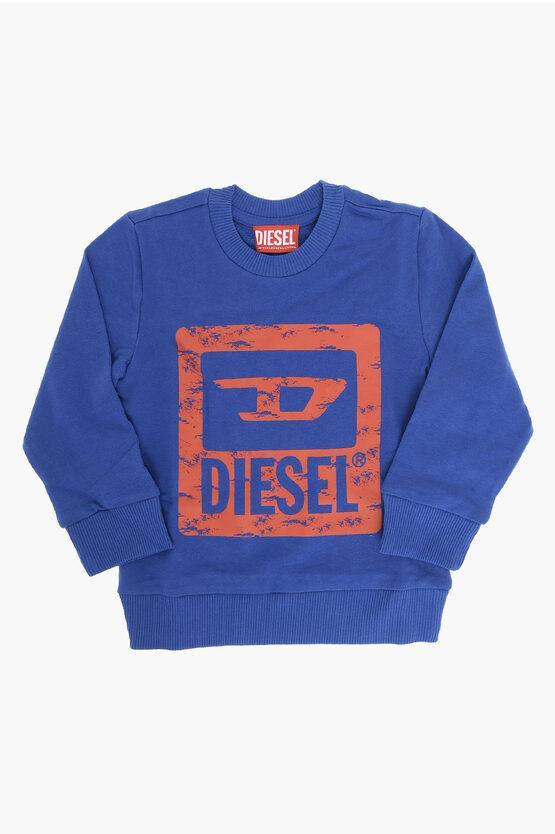 Red Tag Brushed Cotton Snuf Crew-neck Sweatshirt In Blue Product Image