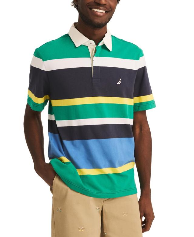 Nautica Mens Classic-Fit Striped Rugby Polo Shirt Product Image