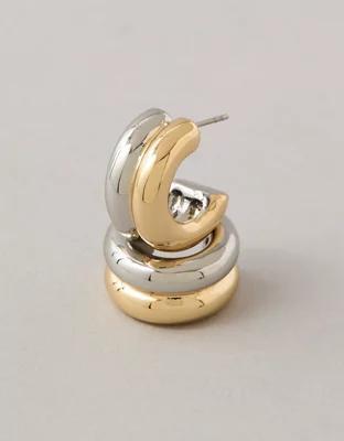 AEO Two-Tone Hoop Earrings Product Image