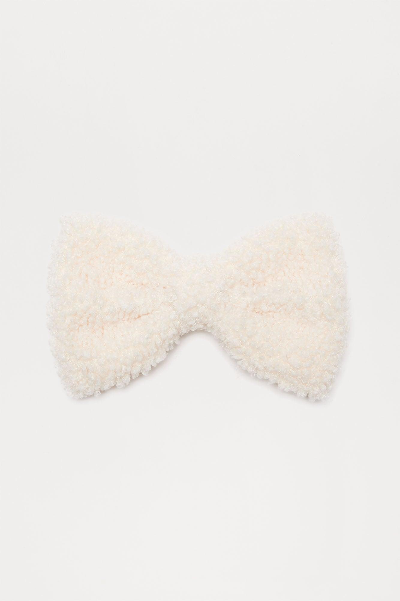 Winter Nights Sherpa Bow Hair Clip - Ivory Product Image