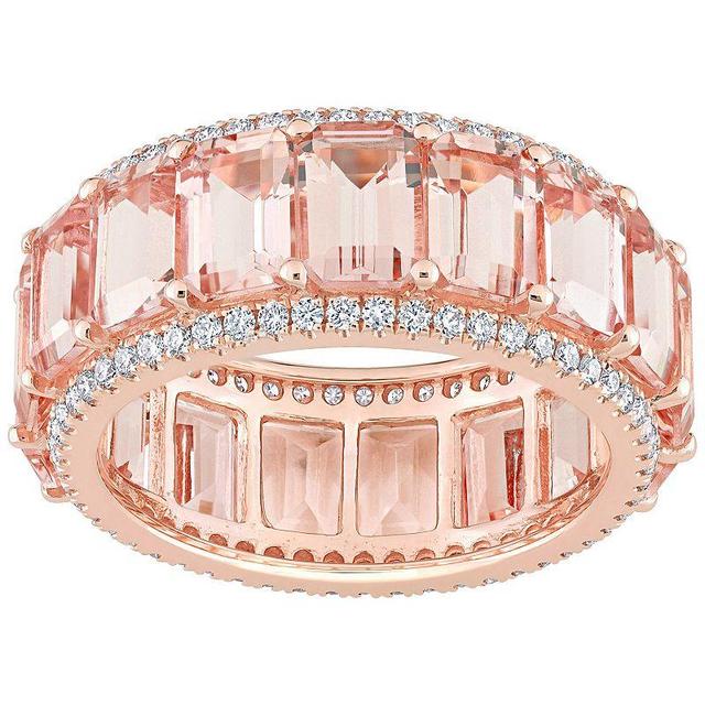 Stella Grace 14k Rose Gold Morganite & 5/8 Carat T.W. Diamond Full Eternity Ring, Womens 14k Whgold Product Image