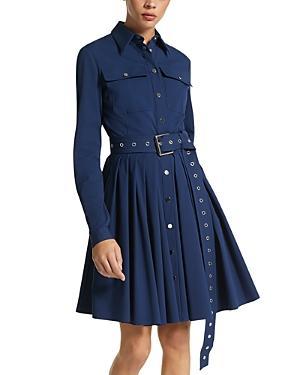 Michael Kors Collection Organic Cotton Stretch Poplin Belted Cargo Shirtdress Product Image