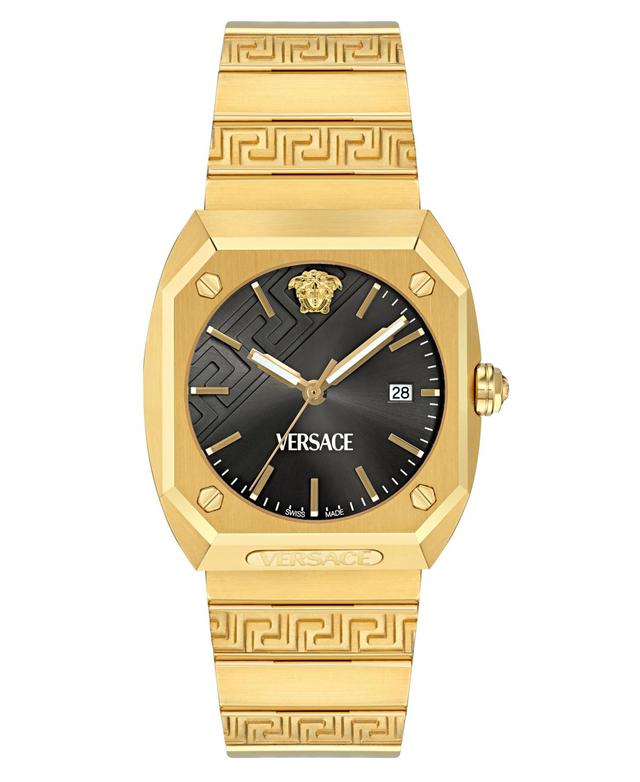 Versace Mens Swiss Gold Ion Plated Stainless Steel Bracelet Watch 44mm Product Image