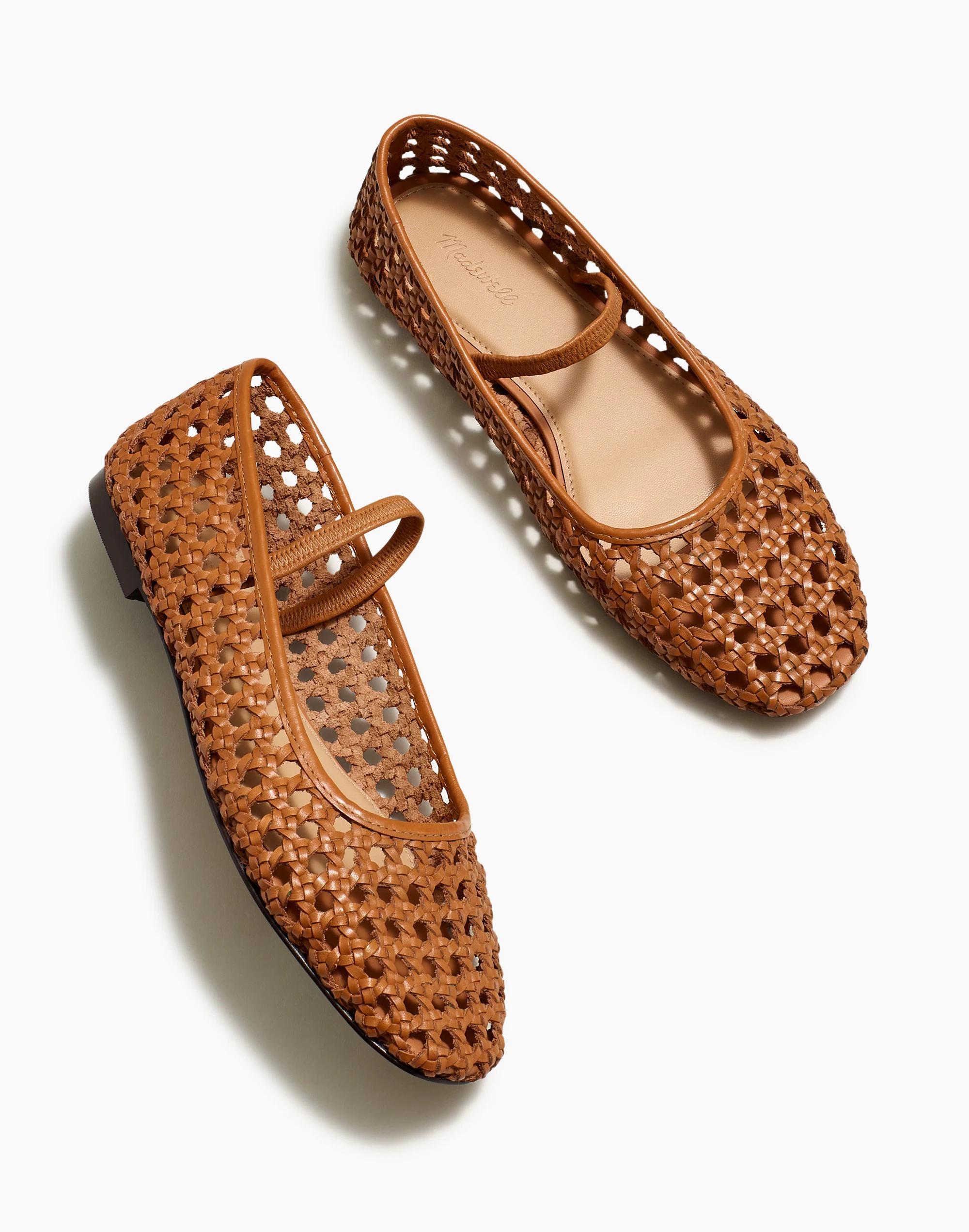 The Greta Ballet Flat in Open-Weave Leather Product Image