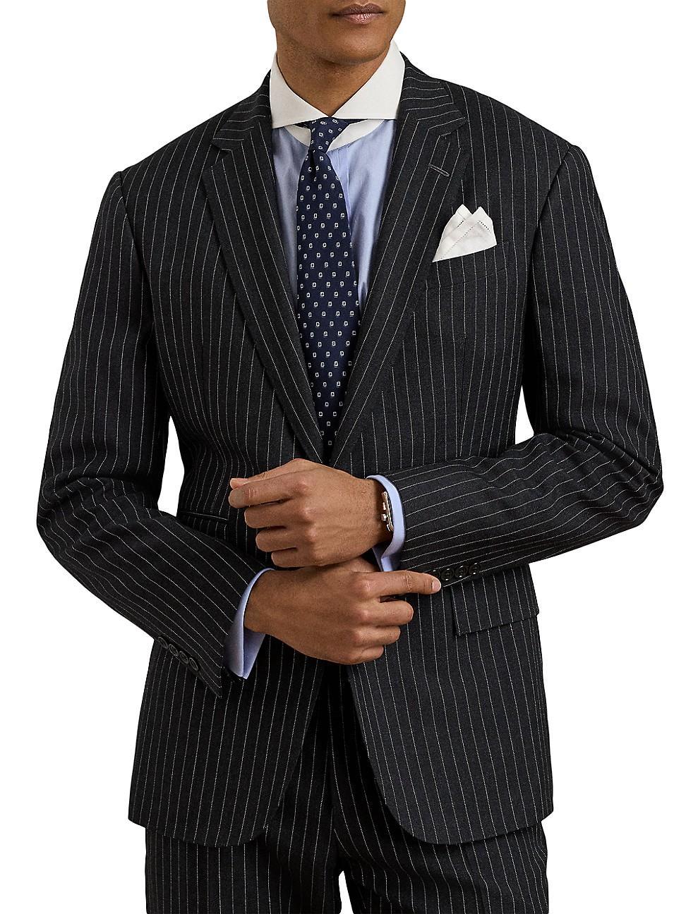 Mens Kent Pinstriped Wool Suit Product Image