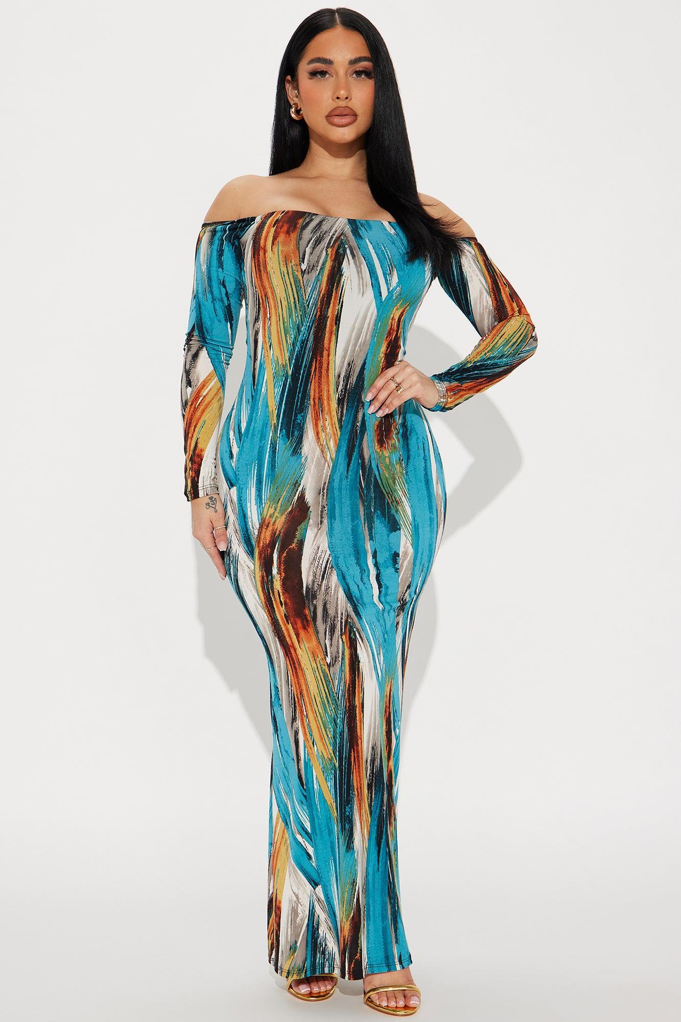 Vanessa Abstract Maxi Dress - Blue/combo Product Image