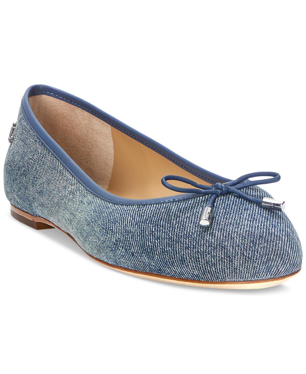 Lauren Ralph Lauren Jayna Bow Detail Leather Ballet Flats Product Image