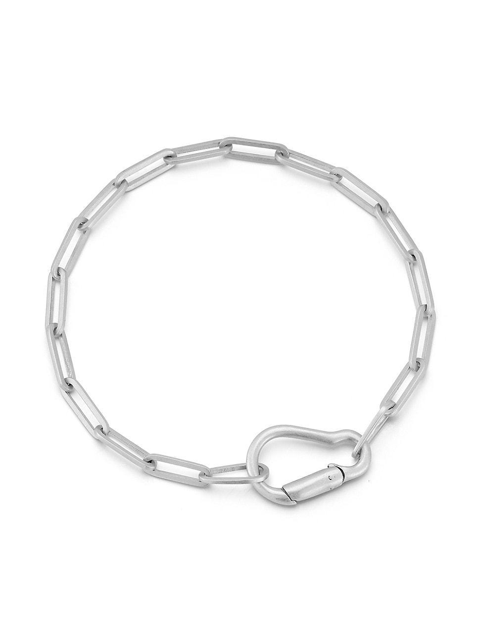 Mens Carabiner Sterling Silver Chain Bracelet Product Image