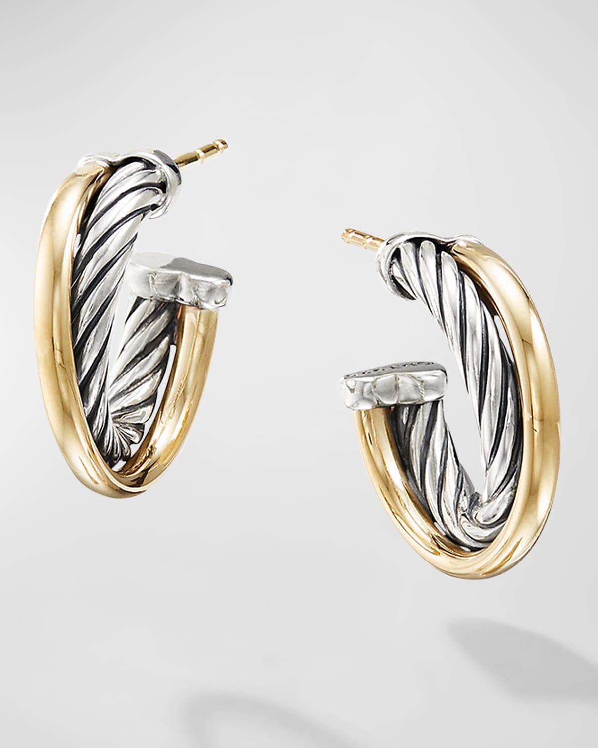 Womens Crossover Extra-Small Hoop Earrings with Gold Product Image