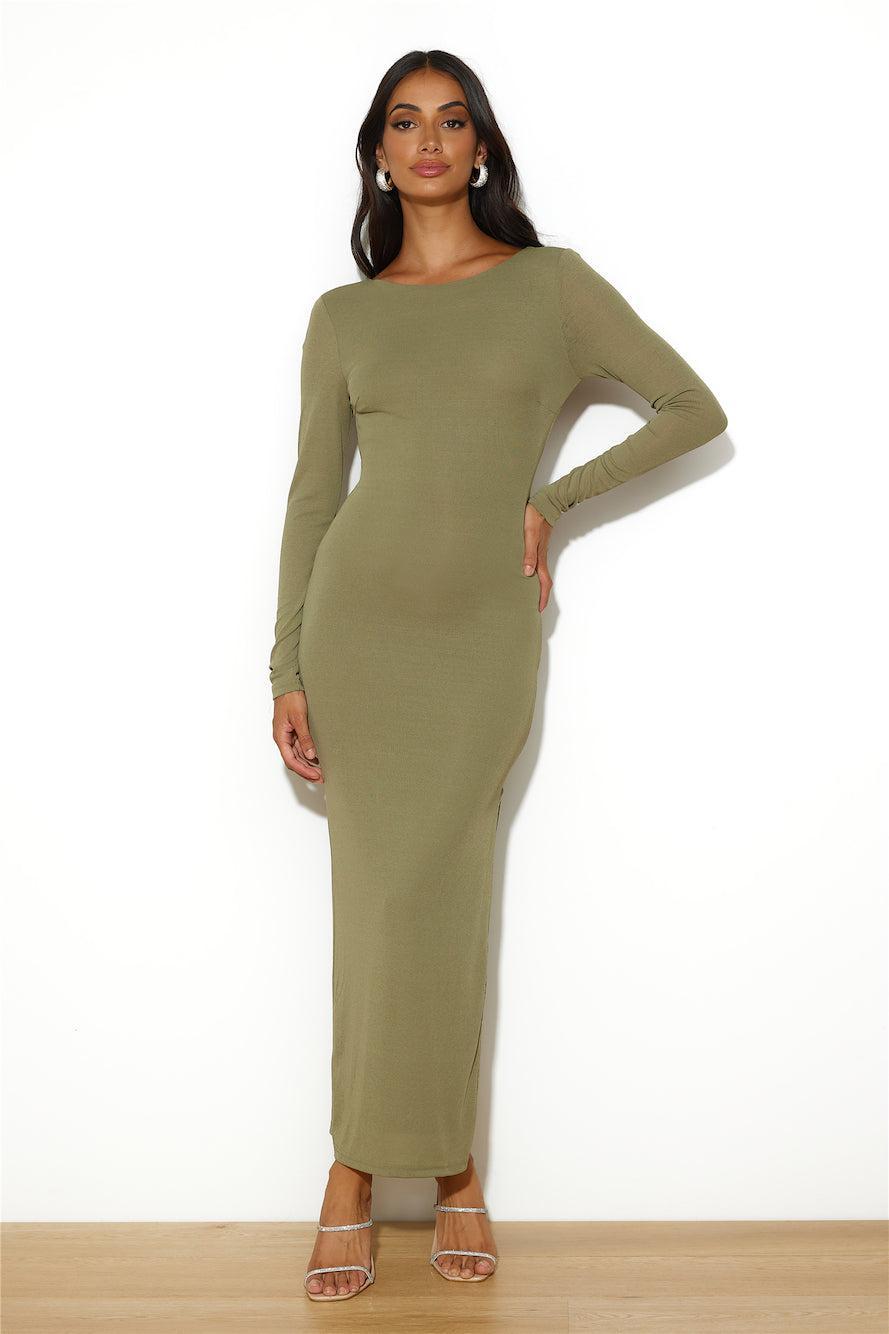 Sleekest Of Them All Maxi Dress Olive Product Image