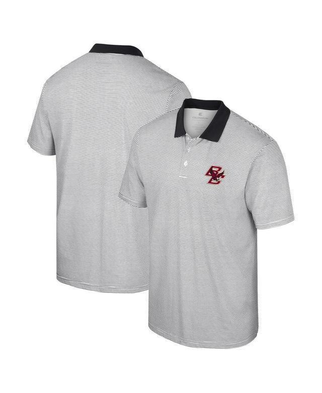 Mens Colosseum White Boston College Eagles Print Stripe Polo Shirt Product Image