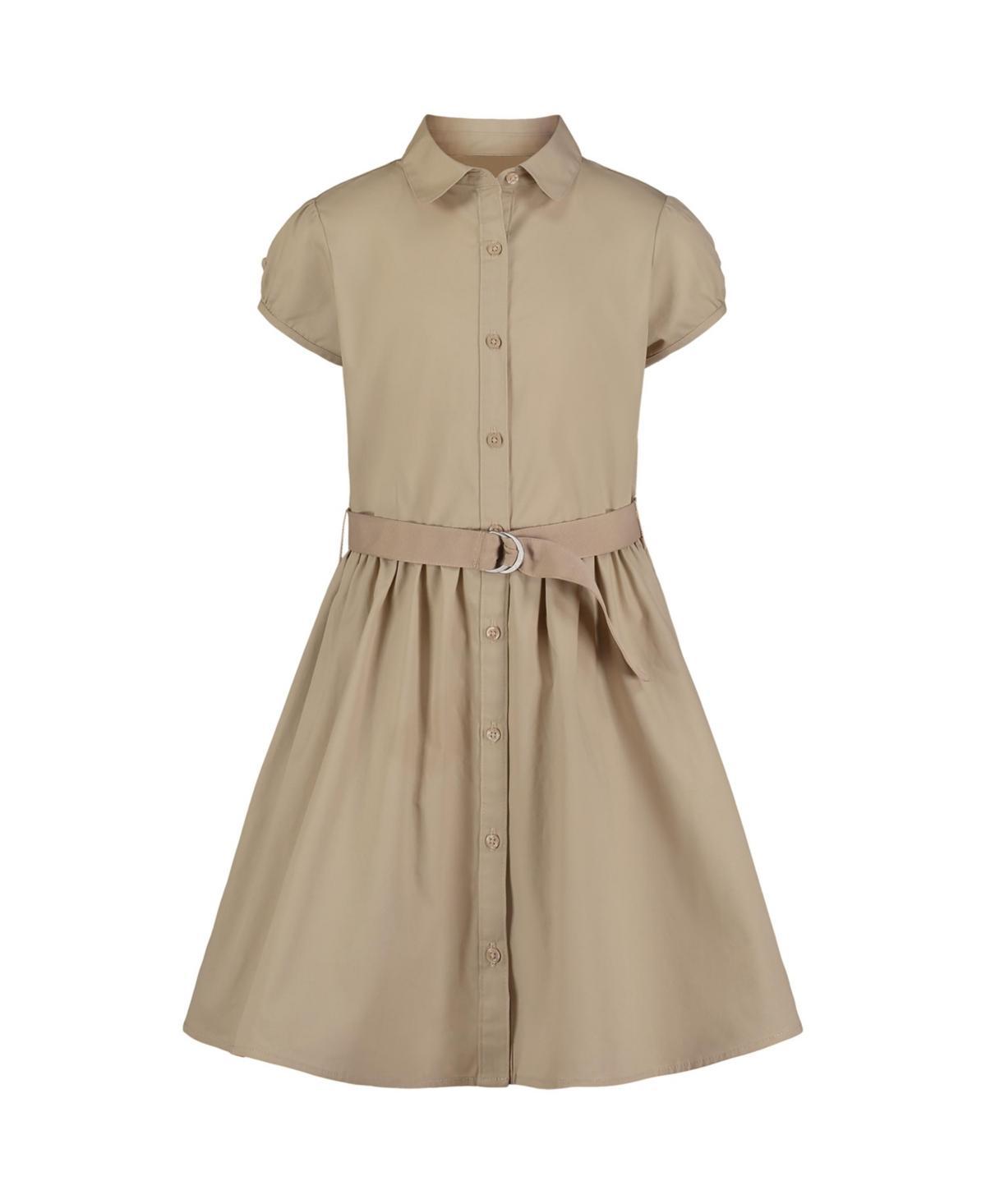 Nautica Big Girls Uniform Belted Poplin Shirt Dress Product Image