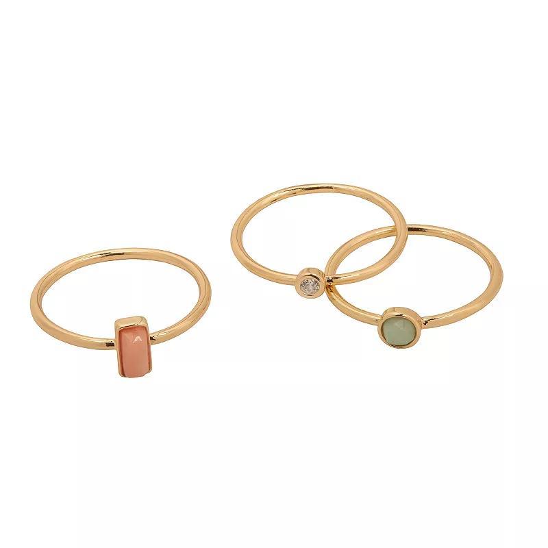 LC Lauren Conrad Gold Tone Multi Stone Rings Trio, Womens Product Image