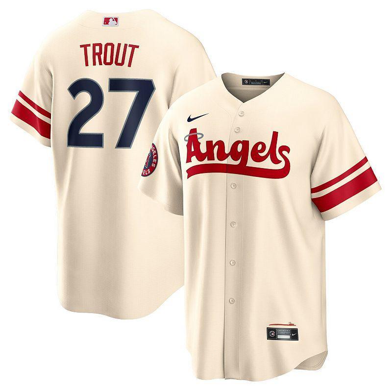 Mens Nike Mike Trout Cream Los Angeles Angels 2022 City Connect Replica Player Jersey Product Image