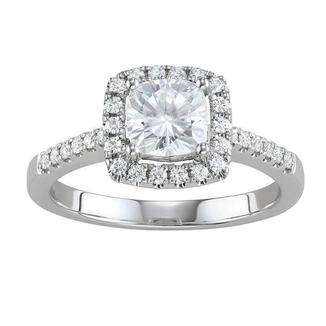 Charles & Colvard 1.4 Ct. T.w. Lab Created Moissanite Halo Ring In 14K White Gold, 8 Product Image