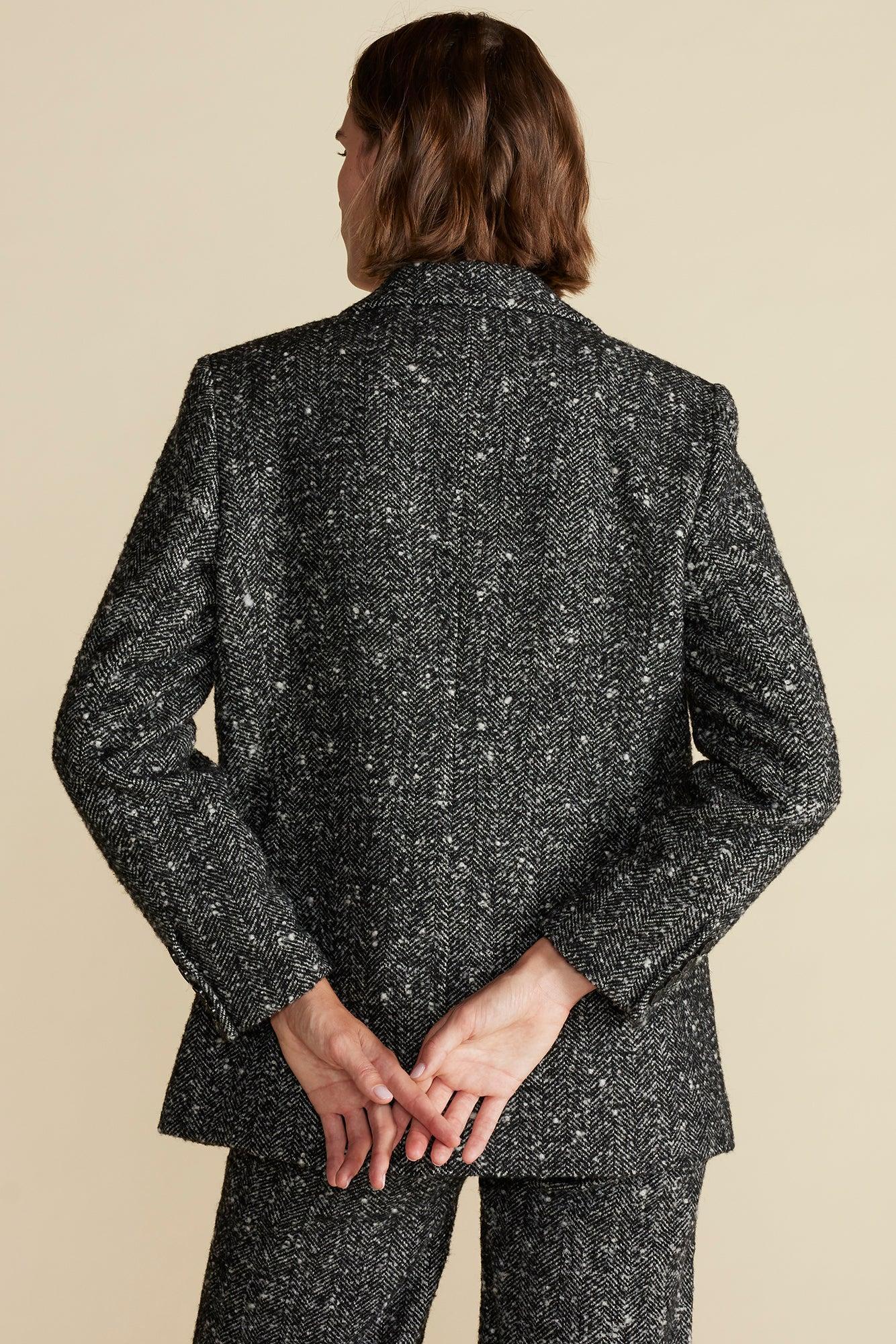 Alix Boyfriend Blazer - Black Herringbone Product Image