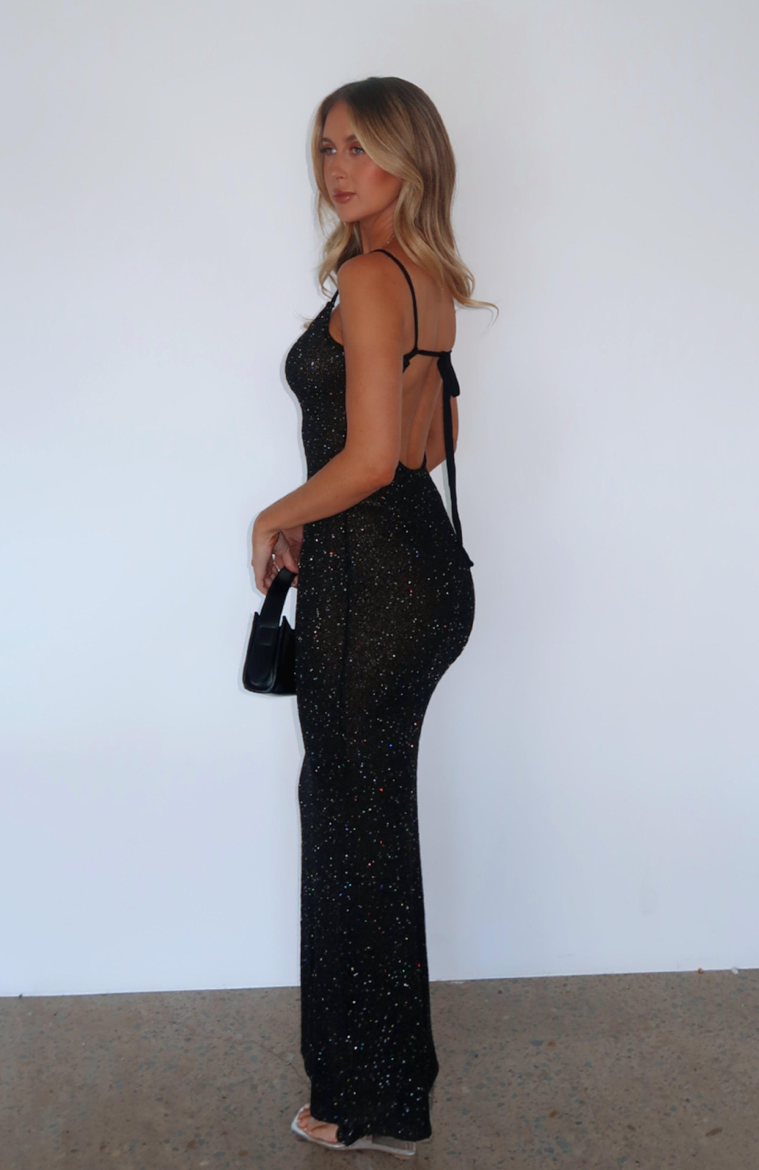 What A Treat Sequin Knit Maxi Dress Black Product Image