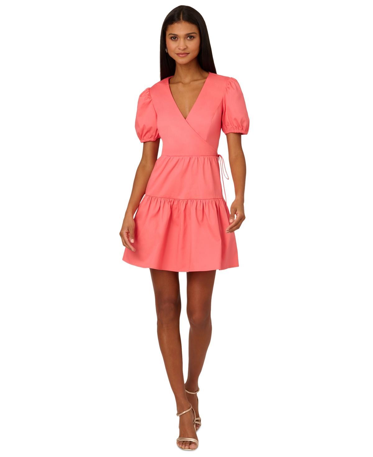 Adrianna by Adrianna Papell Womens Faux-Wrap Tiered Dress Product Image