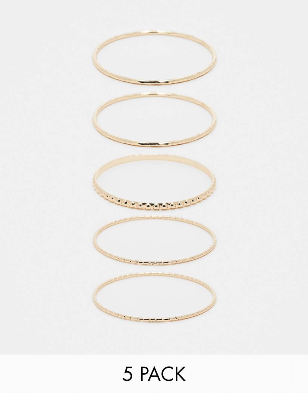 Weekday 5-pack bangle bracelets in gold Product Image