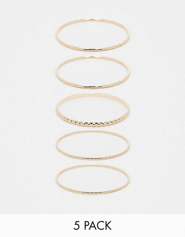 Weekday 5-pack bangle bracelets in gold Product Image