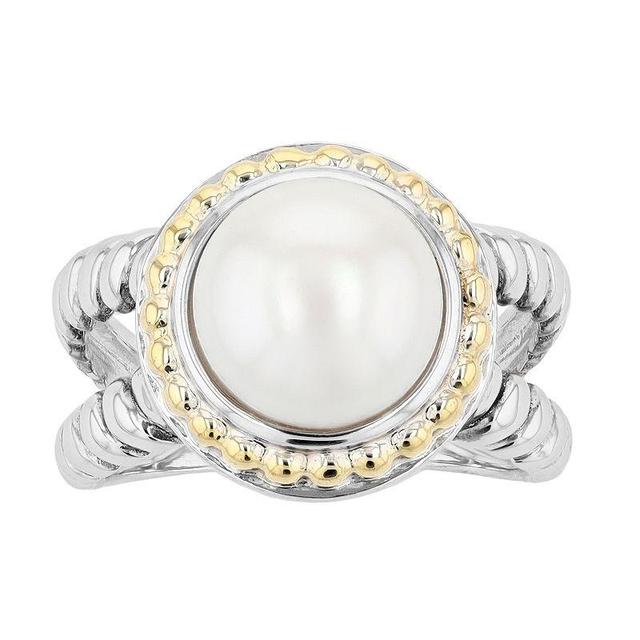 Two-Tone Sterling Silver Freshwater Cultured Pearl Rope Band Ring, Womens Two Tone Product Image