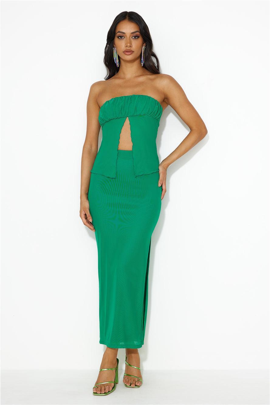 Era Of Style Mesh Maxi Skirt Green Product Image